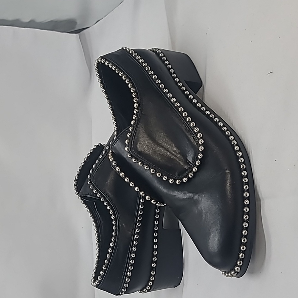 MATISSE ALEXA BLACK VEGAN LEATHER BEADED LACELESS DERBY SHOES SZ 8